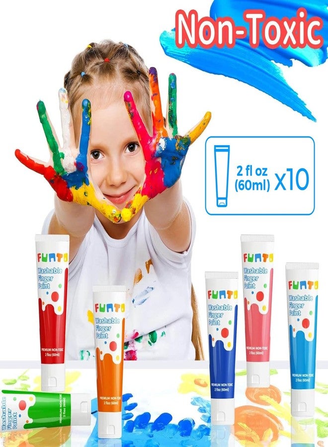 Funto Washable Finger Paint for Kids, Safe & Non-Toxic Finger Painting for Toddlers 1-3, Bath Paint, Toddler Art Painting Supplies, 10 Assorted Colors - Image 4